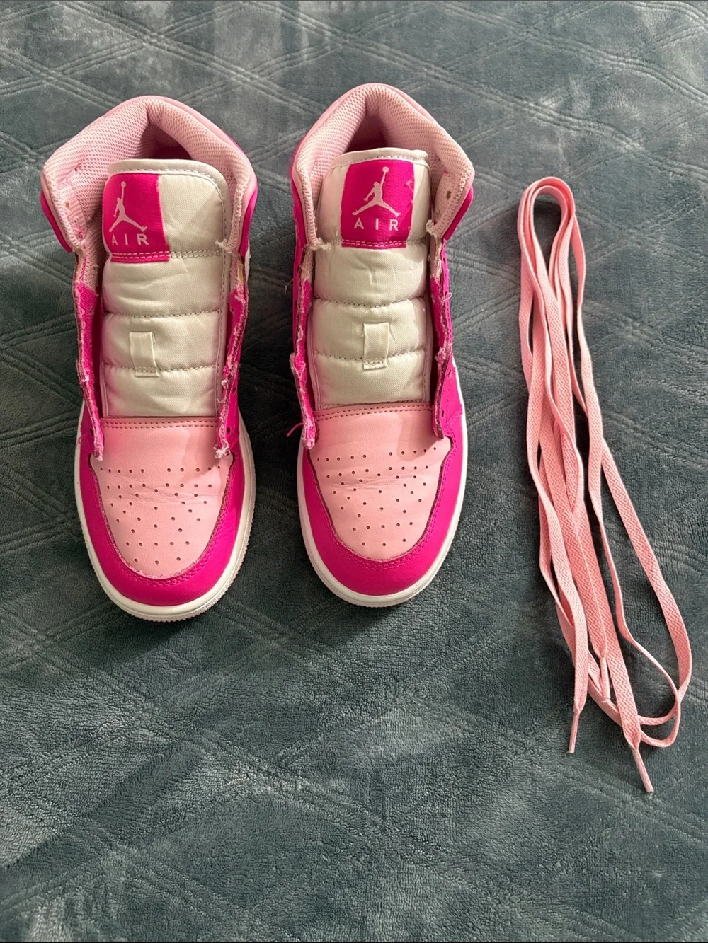 Nike Pink and White High-Top Sneakers